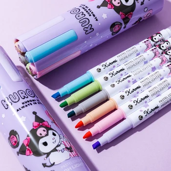 Sanrio Бои с цветни маркери 6 цвята студент цилиндър цветна вода писалка Kawaii Cinnamoroll акварел писалка