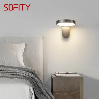 SOFITY модерна медна стенна светлина LED 3 цвята проста творческа месингова лампа за домашна спалня нощно легло учебна стая декор