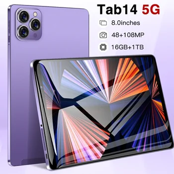 Оригинален таблет TAB14 8 инча 16GB + 1T 8800Mah 48 + 108MP с Wi-Fi телефонно обаждане GPS Google Play Android12 5G езици за поддръжка