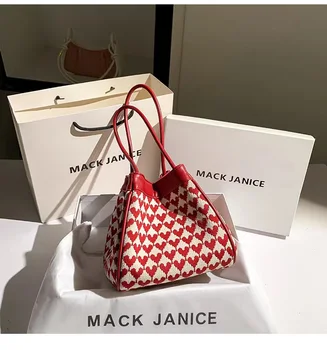  Висококачествена текстурирана кожена плетена чанта за кофа Дамска модна чанта Женска чанта за рамо под мишниците Дамска чанта композитна чанта