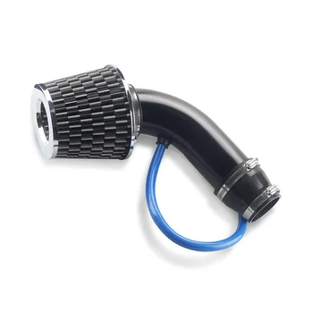 Universal Car Racing Cool Air Intake Kit 3Inch Pipe Aluminium Automotive Filter Induction Low Hose and Clamp Kits, Black