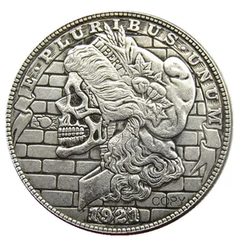 HB(120)US Hobo Morgan долар череп зомби Zkeleton сребро покритие копие монети