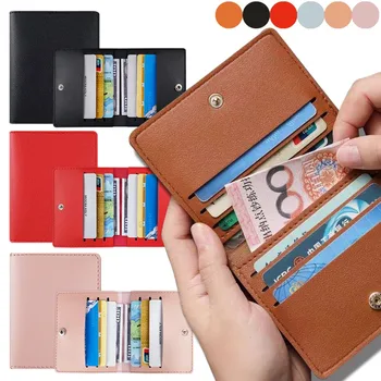 Mini Pu кожа притежателя на лична карта Малка банка кредитна карта кутия Multi слот тънък монета чанта случай портфейл жени мъже визитки покритие