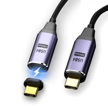 CY USB C магнитен конекторен кабел, USB4.0 тип C мъжки към мъжки удължителен кабел 20Gbps с 100W зареждане и 8K@60Hz 5K@60Hz 2.0M