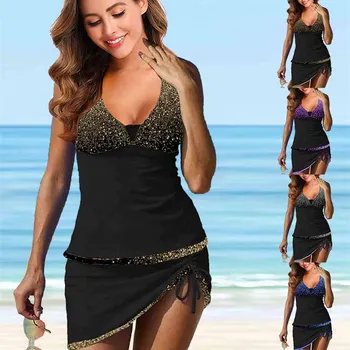 Лято Редовен Tankini нов дизайн печат Monokini жени бански две части комплект бански бикини комплект плаж износване