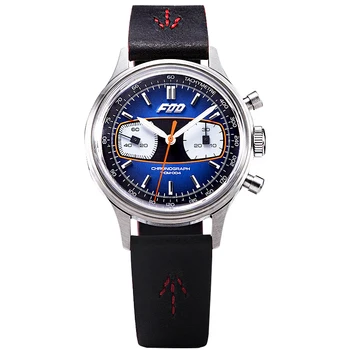 MERKUR Луксозни часовници за мъжки хронограф мъжки часовник ръчен вятър механичен ръчен часовник C3 светеща кожена каишка 30M водоустойчив
