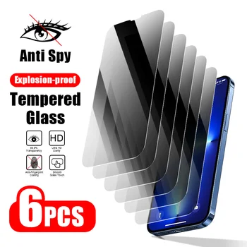 6Pcs закалено стъкло за iphone 15 Pro Max 14 Plus 13 12 11 Pro защитно фолио за iphone X XR XS Max Privacy Glass смартфон