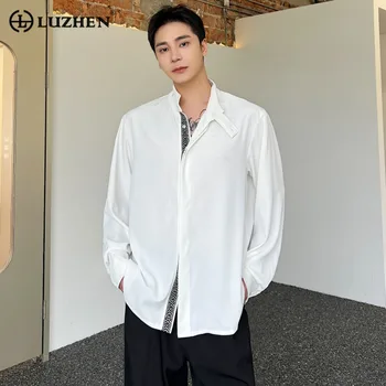 LUZHEN Есен Нов китайски стил стойка врата елегантни ежедневни ризи Мъжка мода високо качество хлабав дълъг ръкав върховете модерен D19290
