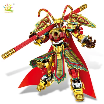 HUIQIBAO 1528pcs Sun Wukong Mecha Building Blocks City Monkied Robot Super Monkey King Fighter Weapon Figures Bricks Toys Child