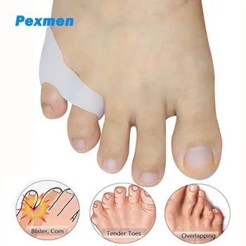 Pexmen 2/4Pcs мек гел Pinky Toe Bunion коректор шивачи Bunion Toe протектор за мазоли калус и блистери Инструмент за грижа за краката