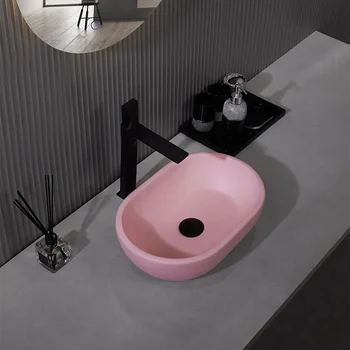 Nordic розов умивалник, овална форма мивка, басейн, изкуствен камък басейн, малък тип единица