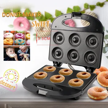 Мини машина за понички за подходяща за деца закуска, закуски, десерти и още с незалепваща повърхност, 850W прави 6 понички