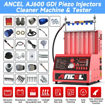 Ancel AJ600 6-цилиндров GDI пиезо инжектор за гориво Cleaner EFI MPI SFI тест за устойчивост Ултразвуков почистващ автоматичен инструмент
