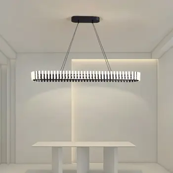 Модерни LED ленти таванни полилеи Скандинавски минималистичен Pandent светлина атмосфера висок клас дневна трапезария висяща лампа блясък