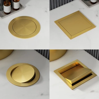  Златен черен квадратен кръгъл плот вграден боклук от неръждаема стомана може да обърне капака тип декоративна кухня хотел