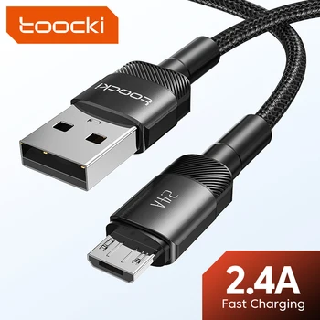 Toocki Micro USB кабел за бързо зареждане на данни за Huawei Samsung Xiaomi Redmi Android USB зарядно кабели 2.4A USB кабел за зареждане
