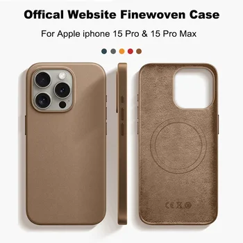 Оригинален FineWoven безжично зареждане магнитна защита капак Magsafe случай за Apple iPhone 15 Pro Max 15Pro 15 Plus