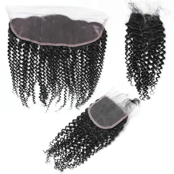 4 * 4 дантела затваряне извратени къдрава Remy индийски човешка коса ръчно вързани 5x5 6x6 затваряне 150 плътност естествен цвят коса разширение
