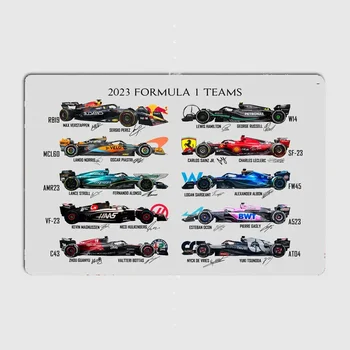 2023 Формула 1 Отбори Метален знак Клуб бар плочи стена стенопис дизайн калай знак плакат по поръчка