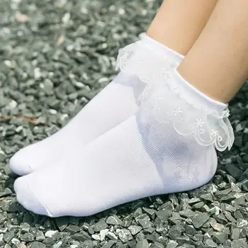 Сладки удобни момичета Ruffle памук жени принцеса чорапи накъдрен глезена чорапи къси чорапи