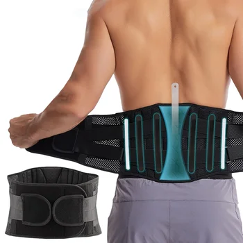 Долна част на гърба скоба 6 остава против хлъзгане ортопедична лумбална подкрепа дишаща талия подкрепа колан фитнес