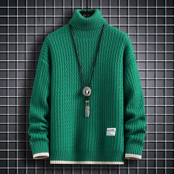 Нова зимна марка пуловер с поло Мъже Високо качество Класически пуловер Мъжко облекло Дебело топло издърпване Homme 2023 плетени джъмпери