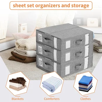 Сгъваем лист комплект кутия за съхранение организатор плат килер цип одеяла организатор за спално бельо дрехи heet куб комплект организатор