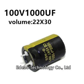 2Pcs / лот 100V 1000UF 100V1000UF 1000UF100V обем: 22X30 mm аудио усилвател на мощност инвертор алуминиев електролитен кондензатор