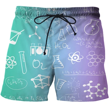 Смешни къси панталони Математическа формула 3D печат Мъжки ежедневни улични облекла Шорти Мода Спортно облекло Плажни шорти Панталони