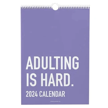 ADULTING Is HARD 2024 КАЛЕНДАР 12-месечен график Хартиен календар 2024 Прекрасен Акане Забавен подарък Начало Издръжлив 20 X 30Cm