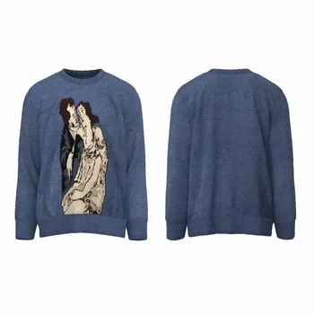 23SS обло деколте
 Син жакард ERD пуловер мъже жени 1:1 Топ версия пуловери портрет плетени суитчъри