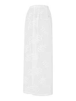 Дамски прозрачни мрежести плажни панталони с широки крака - отвесни бикини долен капак Перфектен за бански костюми и излежаване край басейна