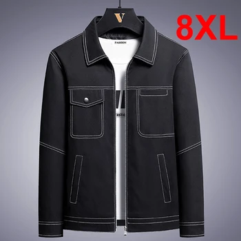 8XL Плюс размер яке мъжки мода случайни бяла линия дизайн якета палта голям размер 8XL есен зимно яке палто мъжки връхни дрехи