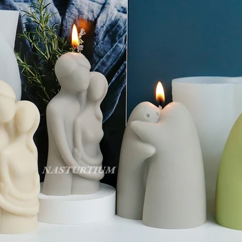 Гушкане двойки силиконова свещ мухъл 3d портрет скулптура ароматерапия мазилка смола сапун вземане инструменти Начало декор занаяти подаръци