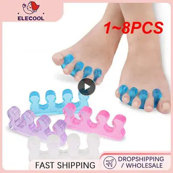 1~8PCS Мек силиконов маникюр педикюр нокти гъвкав пръст разделител Toe дистанционер разделяне изправяне инструмент за грижа за краката