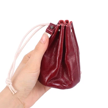 Оригинална ръчно изработена плътна цветна монета чанта торбичка нова горна кожа ретро шнур портфейли висящи чанта за съхранение жени ключодържател
