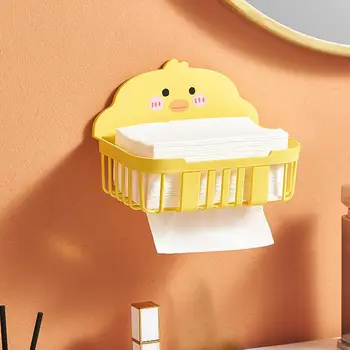 Little Yellow Duck Tissue Rack Многофункционална спалня салфетка контейнер стена монтиране тоалетна хартия случай сладък хартия кърпа притежателя