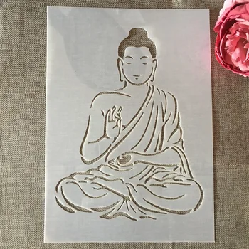 A4 29см Мандала Буда патриарх DIY наслояване шаблони стена живопис скрапбук оцветяване щамповане албум декоративен шаблон
