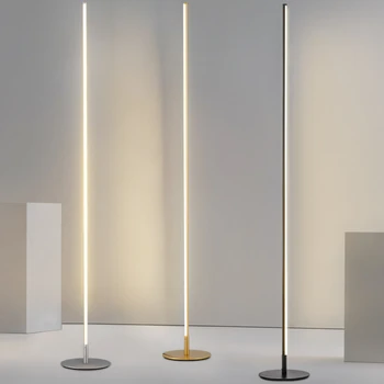 Модерна цилиндрична дълга линия подова лампа минималистично дистанционно управление спалня проучване хол декорация LED осветителни тела