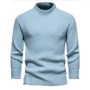 Плетени пуловери за мъже мода плътен цвят макет поло пуловер пуловер 2023 нов плътен цвят основни върхове мъжко облекло 3XL