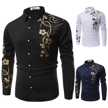 2023 Нова мъжка мода Универсална тенденция Персонализиран отдих Slim Fit Simple Мъжка красива риза Риза с дълъг ръкав