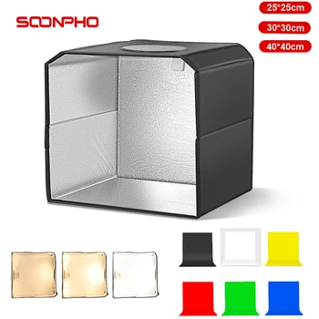 SOONPHO Светлинна кутия за продуктова фотография светлина 25CM 30CM 40CM двуцветна софтбокс сгъваема кутия за стрелба 6Color за фото студио