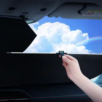 Прибиращ се сенник на предното стъкло Автомобилен интериор Слънцезащита Сгъваем капак за сенник за кола с кука и вендузи UV