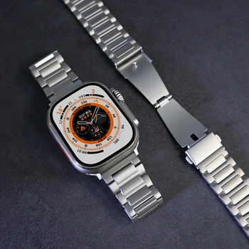 Титаниева каишка за Apple Watch Ultra 2 49mm 45mm 44mm Луксозна метална гривна за iWatch Series 9 8 7 6 5 4 SE 42mm 40 41mm Band
