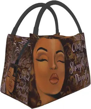 афроамерикански жени обяд чанта охладител чанти изолирани голяма пазарска чанта преносим обяд кутия за многократна употреба контейнер за пътуване пикник работа