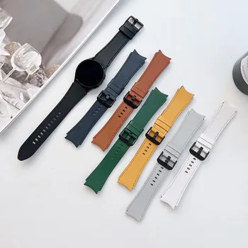 Кожена каишка за Samsung Galaxy Watch 6 Classic 47mm 43mm/5 Pro 45mm Маншет за Galaxy Watch 6 5 4 44mm 40mm/4 Класическа каишка