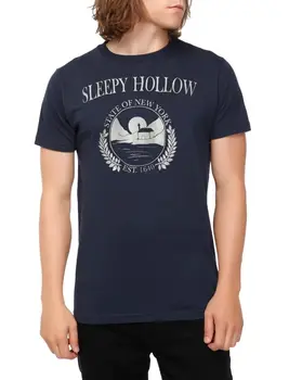 Sleepy Hollow Мъжки щат Sleepy Hollow State Of New York Seal Blue Shirt New XS дълги ръкави