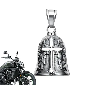 Декорация на мотоциклети Ретро пънк стил Метален кръст Lucky Bell Angel Wing Knight Bell висулка Аксесоари за каране на мотоциклети