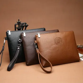 Мъжка бизнес чанта мобилна чанта Нова Billfold мода мека кожа портфейл голям капацитет писмо
