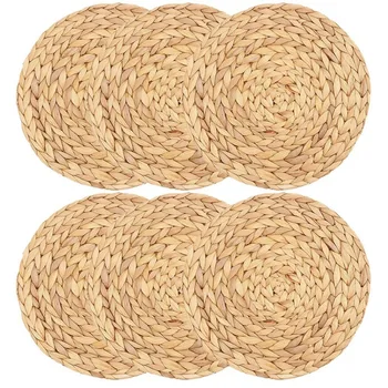 Кръгли тъкани подложки, воден зюмбюл тъкани ратанови подложки кръгли плетени ратанови подложки за неплъзгащи се изолационни подложки